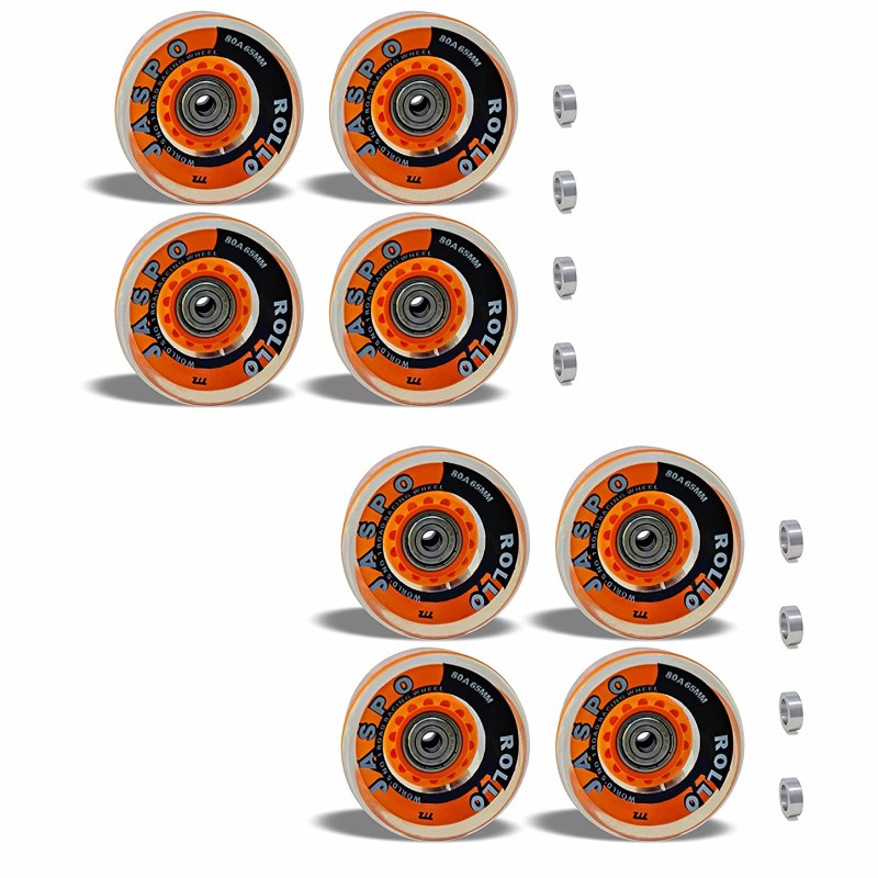Jaspo Roller Skate Wheels with Bearings Quad Roller Skate/Inline Wheels (65 mm) Skating and Skateboard Wheels Multipack
