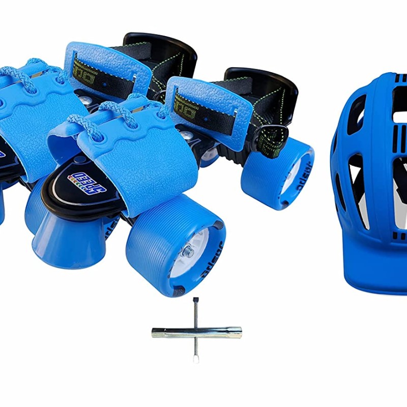 Jaspo Blue Derby Dual Adjustable Senior Roller Skates Combo Suitable for Age Group 6 to 14 Years