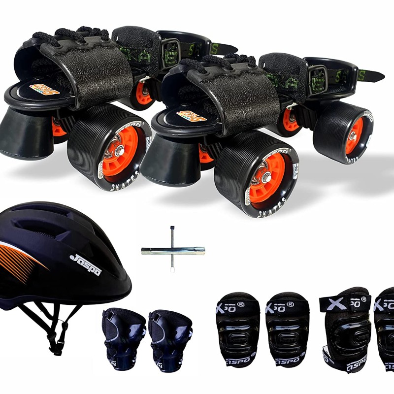 Jaspo Insane Adjustable Roller Blade SpeedWheel Skates Suitable for Age Group (6-14 Years Unisex) (PRO) (Black / Orange)