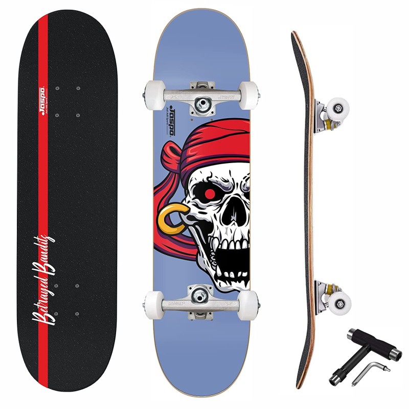 Jaspo Bandits (31X 8) inches Complete Fully Assembled 7 Layer Canadian Maple Skateboard for Kids/Boys/Girls/Youth/Adults – Made in India (Bandits)