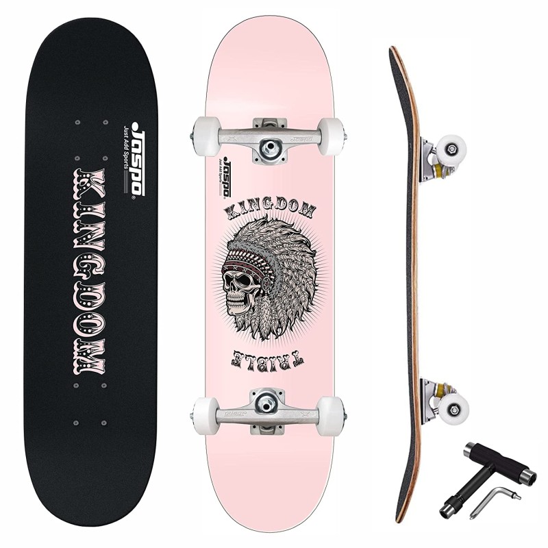 Jaspo Kingdom (31X 8) inches Complete Fully Assembled 7 Layer Canadian Maple Skateboard for Kids/Boys/Girls/Youth/Adults – Made in India (Kingdom)