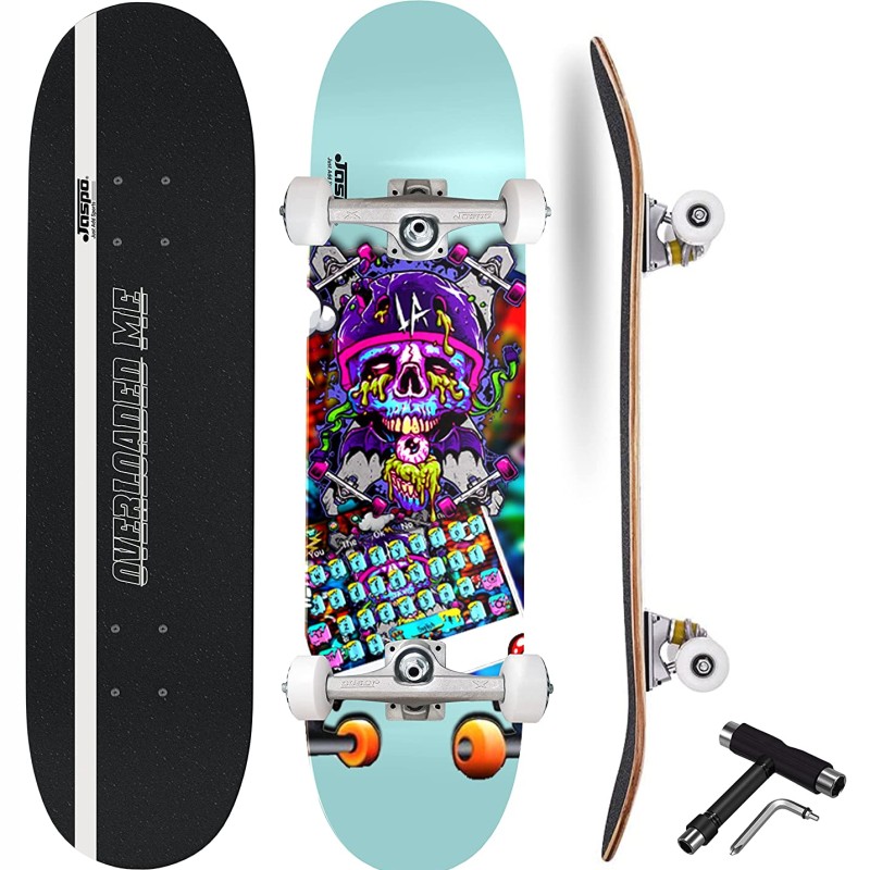 Jaspo Overloaded Fully Assembled (31 x 8 Inches) 7 Layer Wooden (Canadian Maple) Professional Grade Concave Skateboard - Made in India (OVERLOADED)